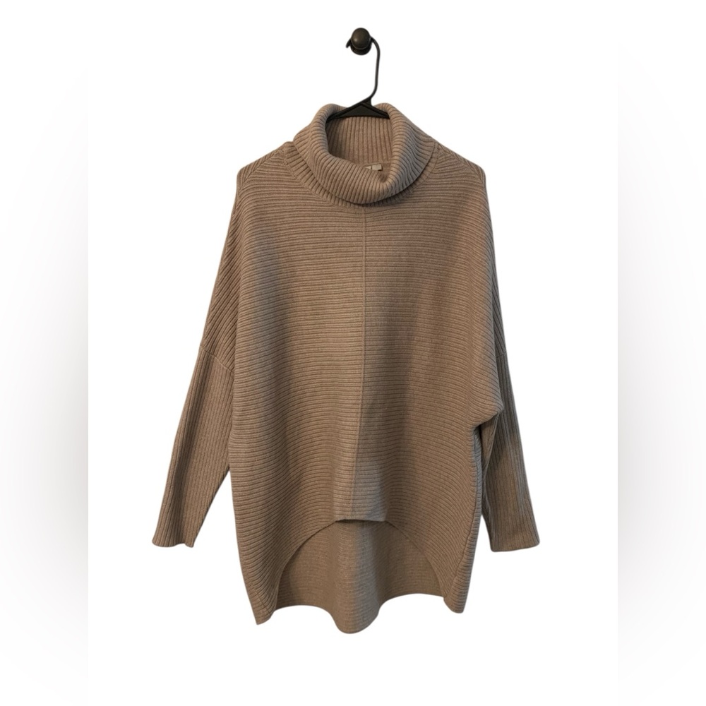 Cyrus Taupe Ribbed Turtleneck Sweater